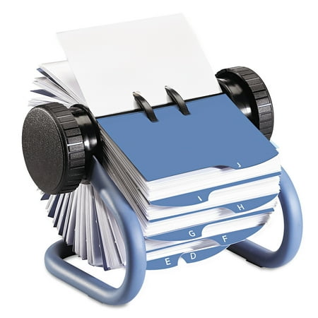 Rolodex Colored Open Rotary Business Card File with 24 Guides, Blue - ROL63299