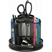 Rolodex Desk Organizer, Rotating Office Supply Caddy, Mesh, Black (6.5" x 6.5" x 6.25), 1 Count
