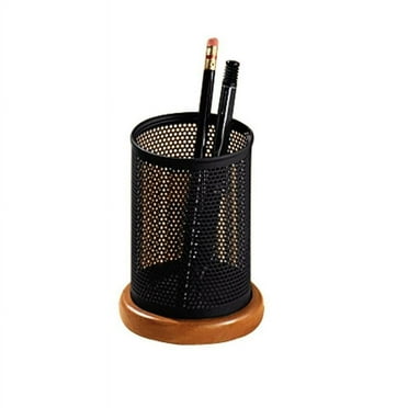 2-Pack Stackable Wire Mesh Pencil Cups For Desk - Jumbo Matte Black Organizer (4.33" X 4.33" X 6.69")