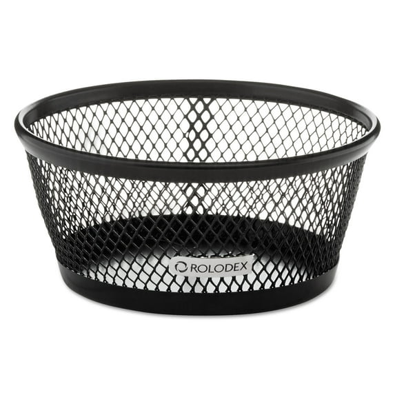 Rolodex Jumbo Nestable Paper Clip Dish, Wire Mesh, 4 3/8" Diameter x 2" , Black