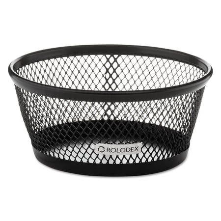 Rolodex Jumbo Nestable Paper Clip Dish, Wire Mesh, 4 3/8" Diameter x 2" , Black