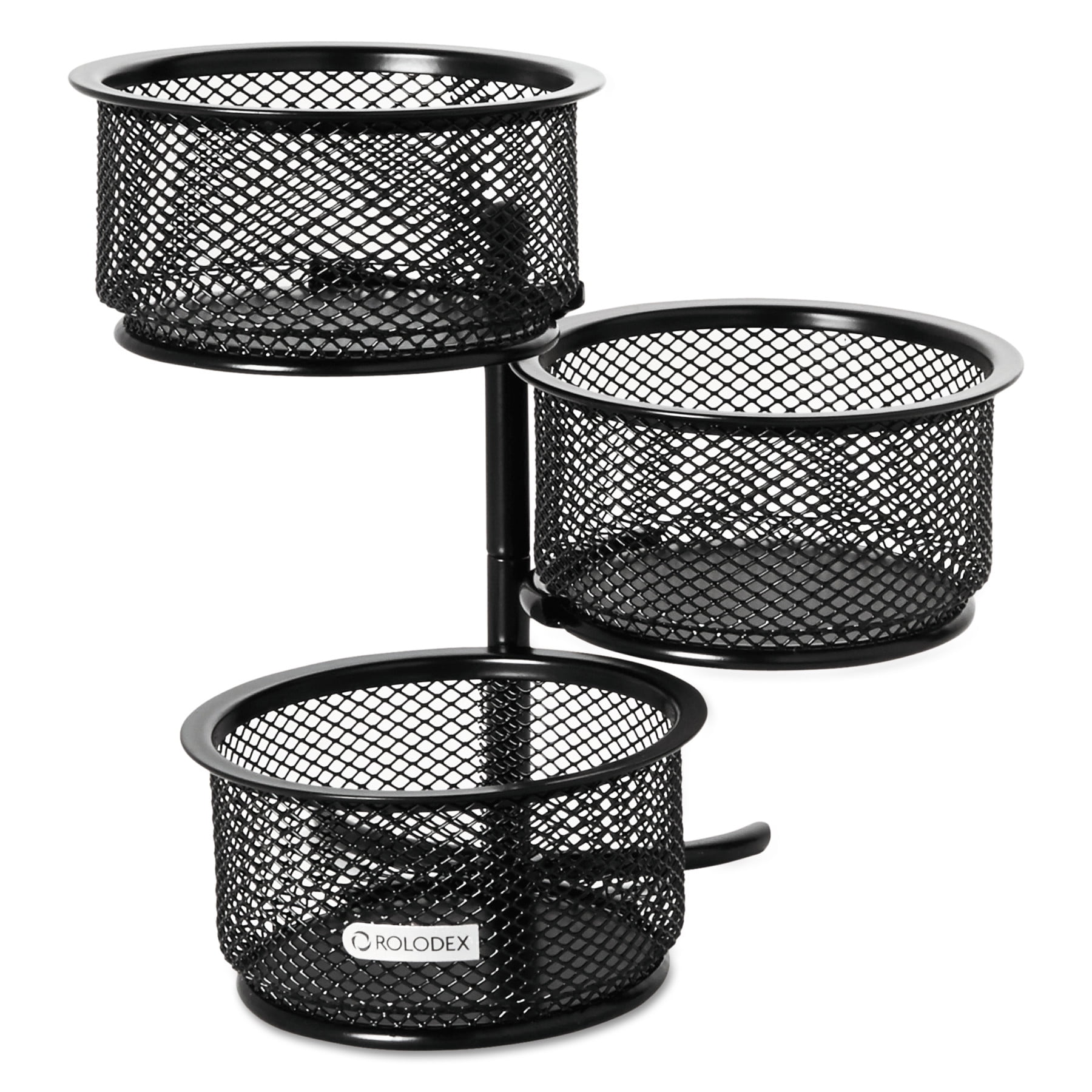 Rolodex Mesh Metal 3Tier Swivel Tower Desktop Organizer, Black