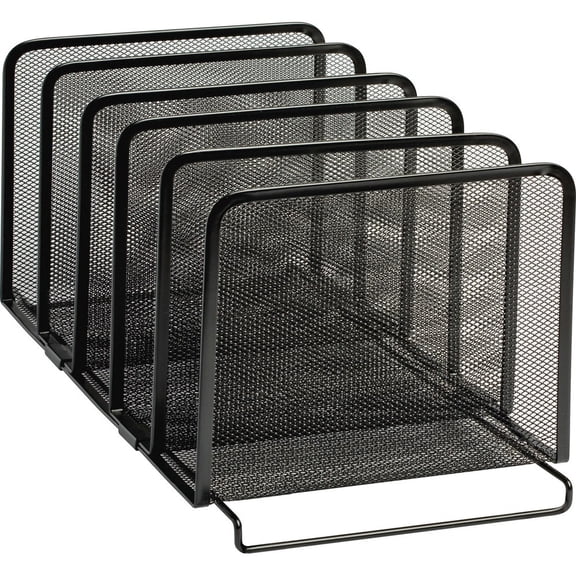 Rolodex Stacking Desktop Sorter, 5 Sections, Mesh Metal, Black