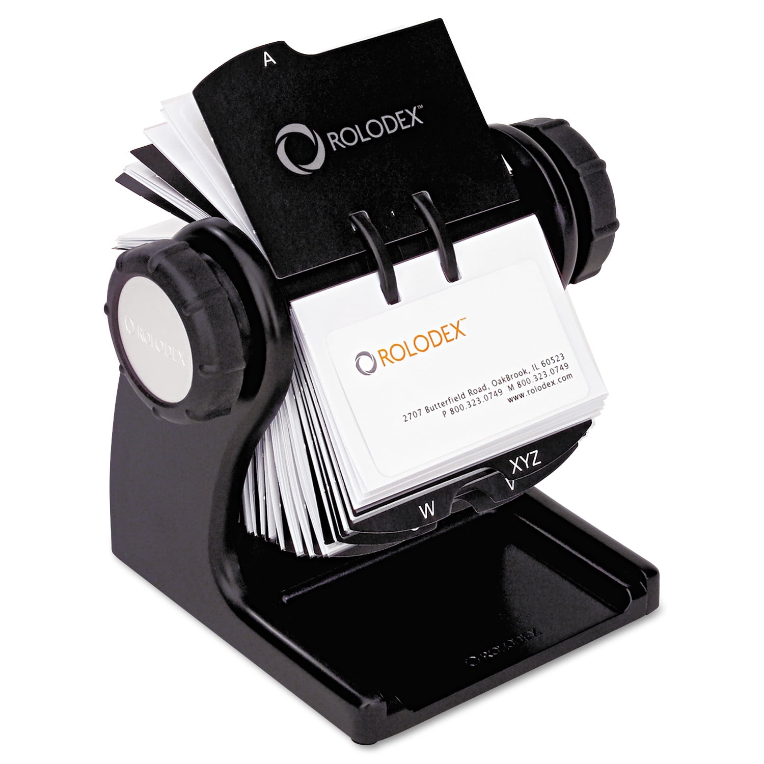 Rolodex Wood Tones Open Rotary Business Card File Holds 400 2 5/8