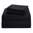 thumbnail image 1 of Rolux Linen 800-Thread-Count Premium Feel - Sateen Weave Night Sweats 100% Egyptian Cotton 5-PCs Sheet Set Split King (2 XL Fitted)Size Fits 9-12 Inches Deep Pocket ( Stripe, Midnight Black ), 1 of 5