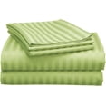 thumbnail image 1 of Rolux Linen 800-Thread-Count Premium Feel - Sateen Weave Night Sweats 100% Egyptian Cotton Sheet Set Fits 9-12 Inches Deep Pocket ( Full Size Stripe, Green ), 1 of 5