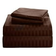 thumbnail image 1 of Rolux Linen 800-Thread-Count Premium Feel - Sateen Weave Night Sweats 100% Egyptian Cotton Sheet Set Fits 9-12 Inches Deep Pocket ( Twin XL Size Stripe, Brown ), 1 of 5