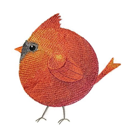 Roly-Poly Cardinal Embroidered Iron on/Sew patch [4.76." X 4.85"]