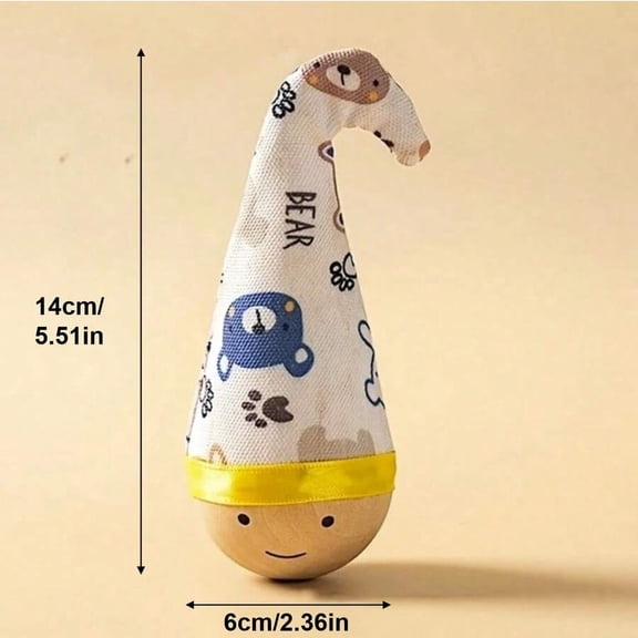 Roly-Poly Cat Toy Twisted Bear Style Cartoon Print, 14cm Tall, Battery-Free Interactive