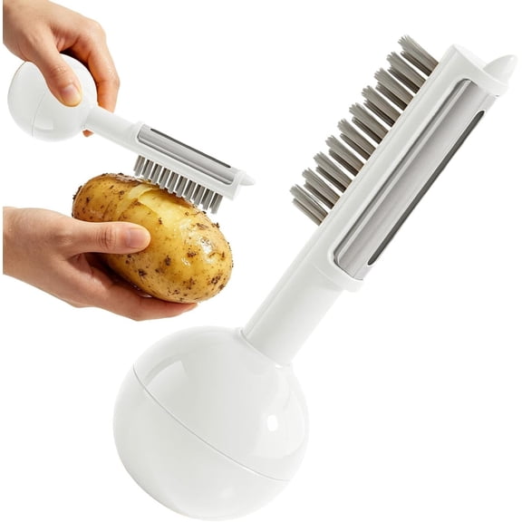 Roly Poly Peeler, Stainless Steel Thickened Fruit Vegetable Scraper Cutter with Ergonomic Cleaning Brush, for Food Prep.