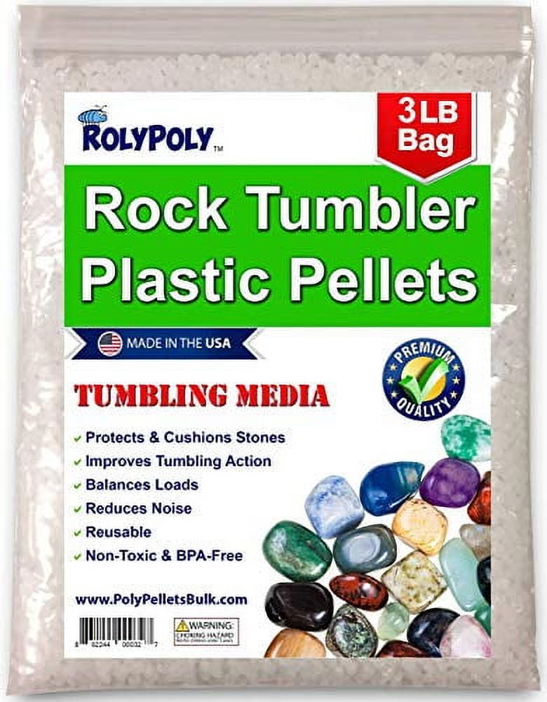 Roly Poly Rock Tumbling Media Plastic Pellets (3 lbs) for Stone Tumbler, Polisher, Filler Beads