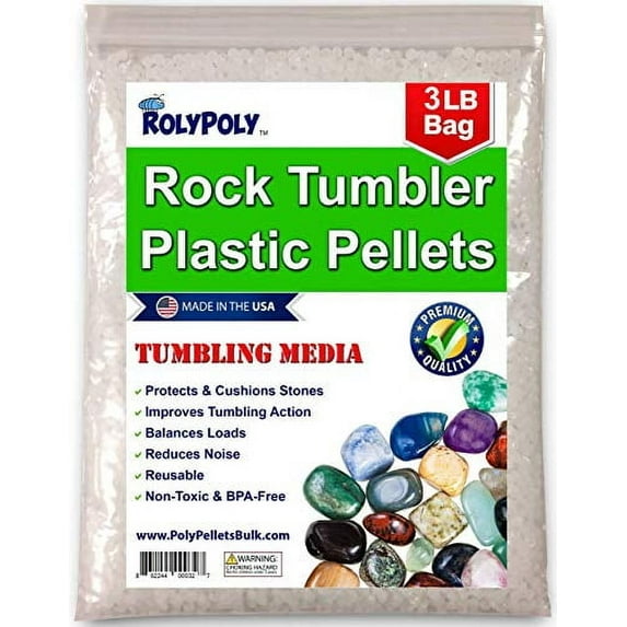 Roly Poly Rock Tumbling Media Plastic Pellets (3 lbs) for Stone Tumbler, Polisher, Filler Beads