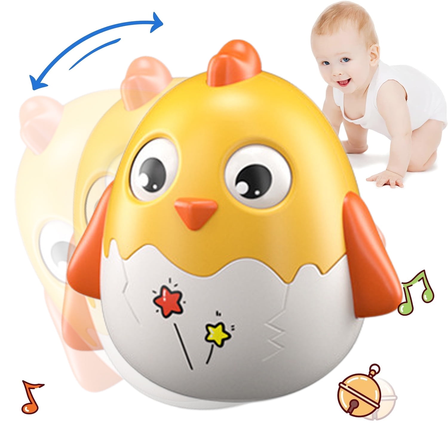 Roly Poly Toy,Rounded Chicken Tumbler Bell, Tumbler Toys,Learning Toys Babies Toys boy Girl for Age 1 2 3 Year Old