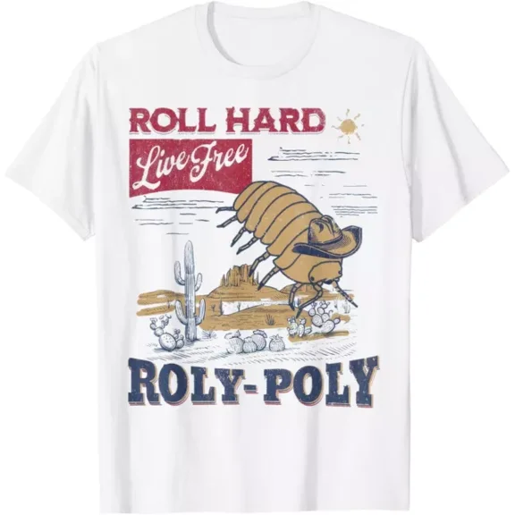 Roly Poly Western Rodeo Cowboy Dung Beetle Retro T-Shirt S-5XL Birthday Gifts; For Men & Women