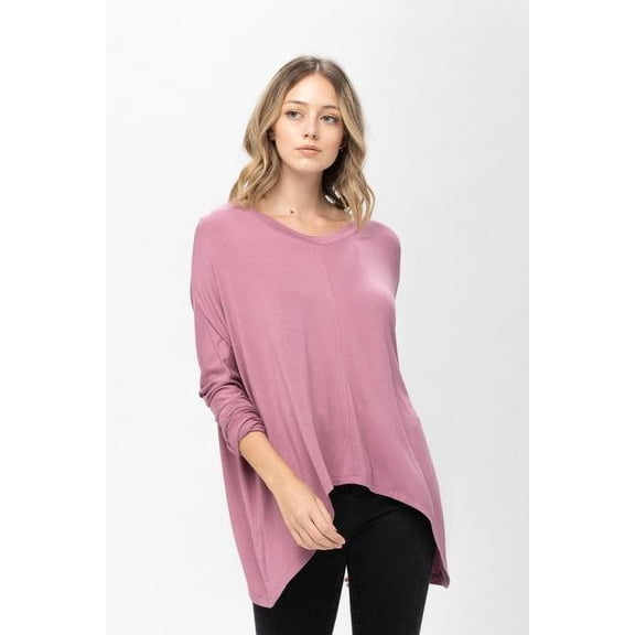 RolyPoly Womens Knit Tunic Blouse Dolman Sleeve Oversized Curved-Hem Asymmetrical Tops