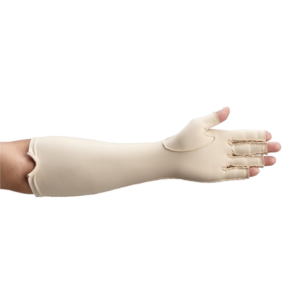 Rolyan Open Finger Compression Glove, Left Hand, Medium, Forearm Length, 1 Pack