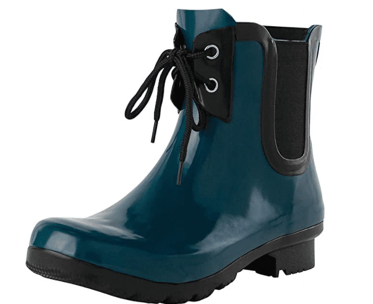 Roma Boots Women's Chelsea Lace-Up Teal Rain Boots, Sz. 11