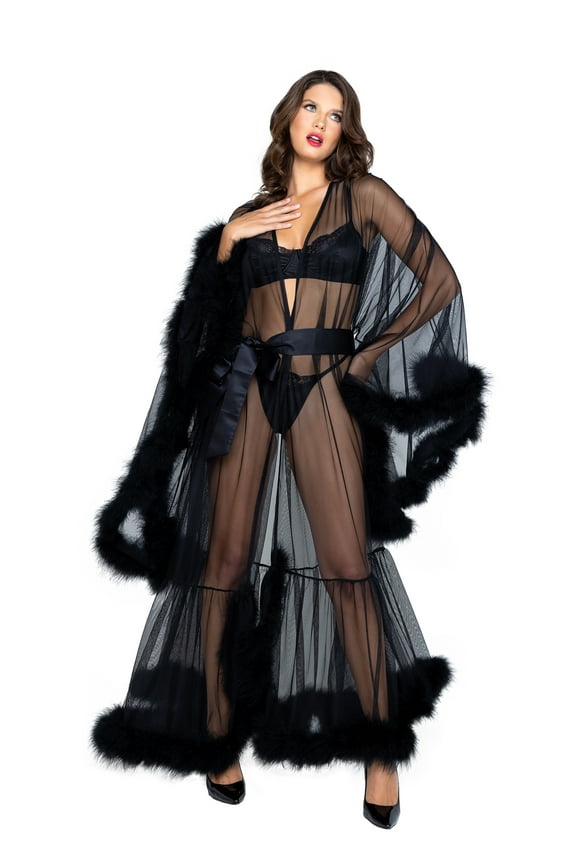 Confidential Women's Hollywood Glam Luxury Black Robe - One Size