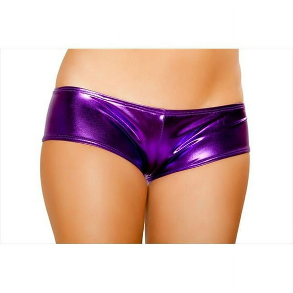 Roma Costume 14-SHLQ230-PP-S-M Metallic Pucker Back Mini Short, Small-Medium - Purple