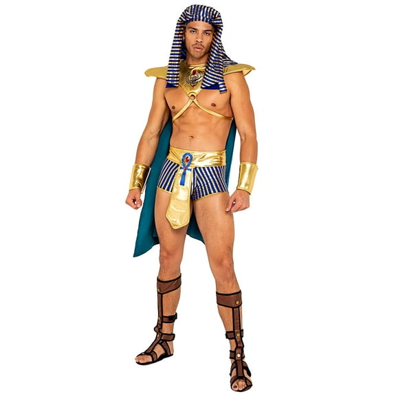 Roma Costume 5138 - 5pc Mens King Pharaoh of Egypt, Gold/Blue, Small
