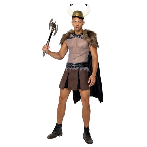 Roma Costume 6168 - 4PC Mens Valiant Viking Warrior, Brown/Grey, Large