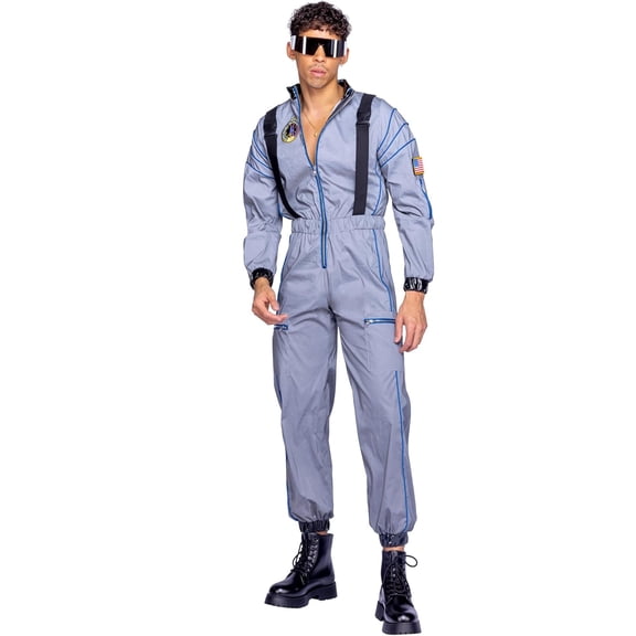 Roma Costume Mens 1Pc Astronaut Hunk Jumpsuit Costume Small Size In Silver