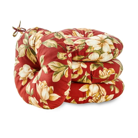 Roma Floral 15 in. Round Outdoor Bistro Seat Cushion (Set of 4) by Greendale Home Fashions