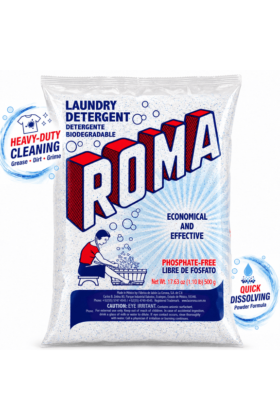 Laundry Detergent, Heavy-Duty Use, All Ages, Biodegradable &Â Phosphate-Free, Fast Dissolving Laundry Detergent, Powder Cleanser with Anionic Surfactant, 17.63 oz