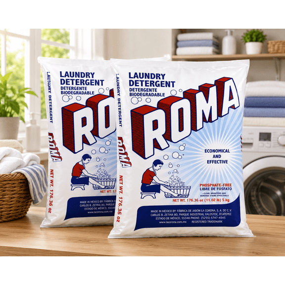 Roma Laundry Detergent Biodegradable Phosphate-Free Powder, 176.36 oz, 2 Pack