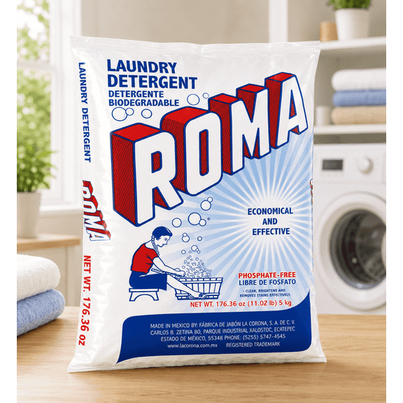 Roma Laundry Detergent, Biodegradable, Phosphate-Free, Powder, 176.36 oz
