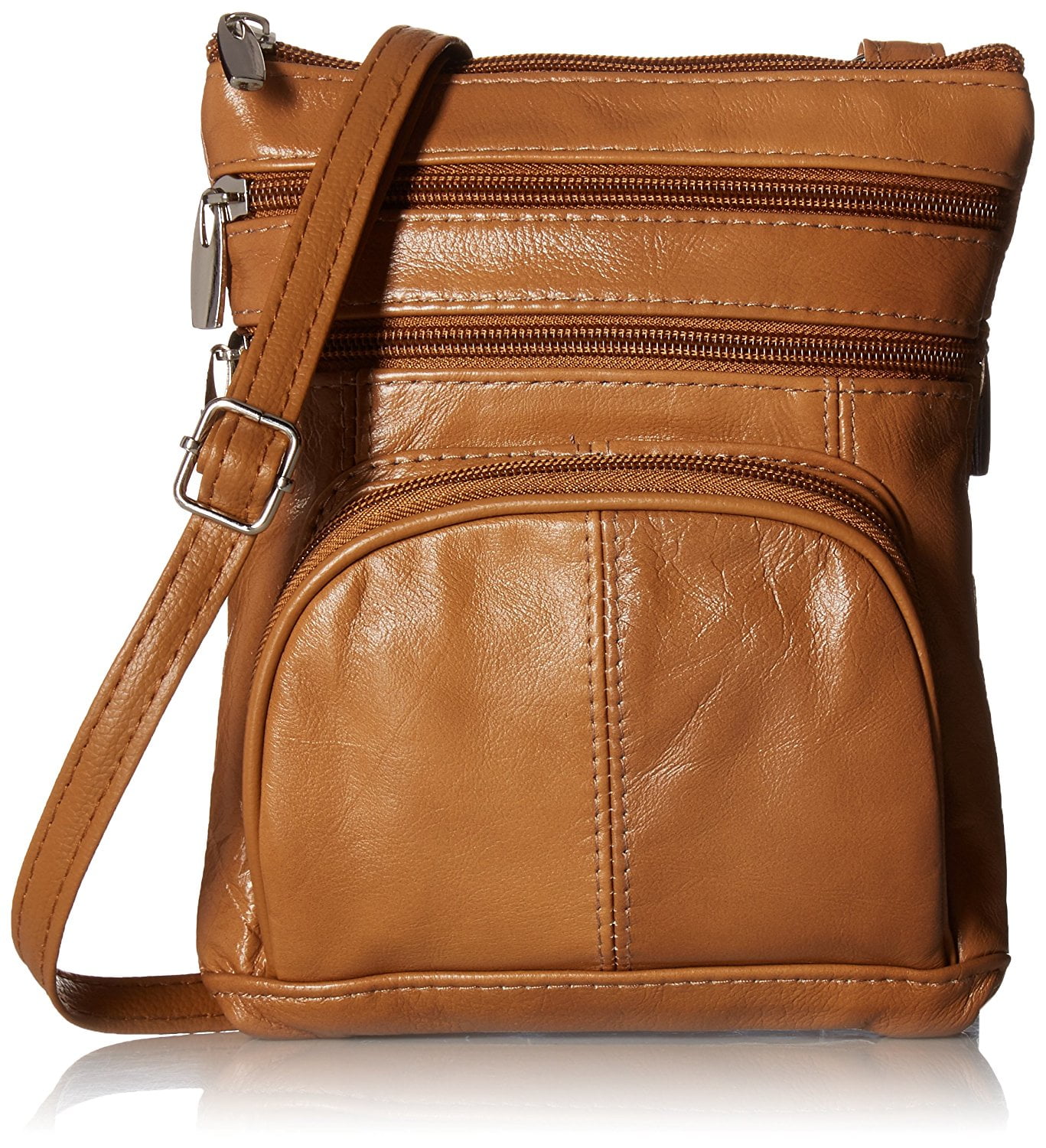 Roma Leathers Genuine Leather MultiPocket Crossbody Purse Bag