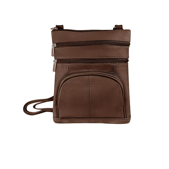 Roma Leathers Genuine Leather Multi-Pocket Crossbody Purse Bag