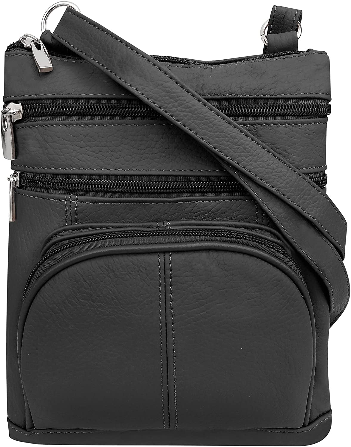 Roma Leathers Genuine XLarge Crossbody Purse, MultiPocket, Adjustable