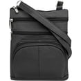 thumbnail image 1 of Roma Leathers Genuine X-Large Crossbody Purse, Multi-Pocket, Adjustable Strap, XL, Black, 1 of 6
