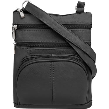 Roma Leathers Genuine Leather Multi-Pocket Crossbody Purse – Wine – Women's