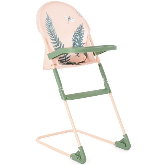 Roma Prams: RHS Doll Highchair - Fern - Cream & Green, Feeding Tray, Fabric Seat, Accessory For Dolls Up To 16.5", Easy Storage, Roleplay Toy Kids 3+