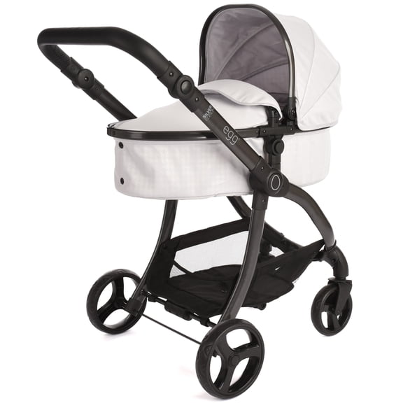 Roma Prams: egg Doll Pram - Feather Cream - Convertible 2-In-1: Carry Cot & Seat, Folding Toy Push Stroller, Adjustable Handle, Storage Basket, Kid 3+