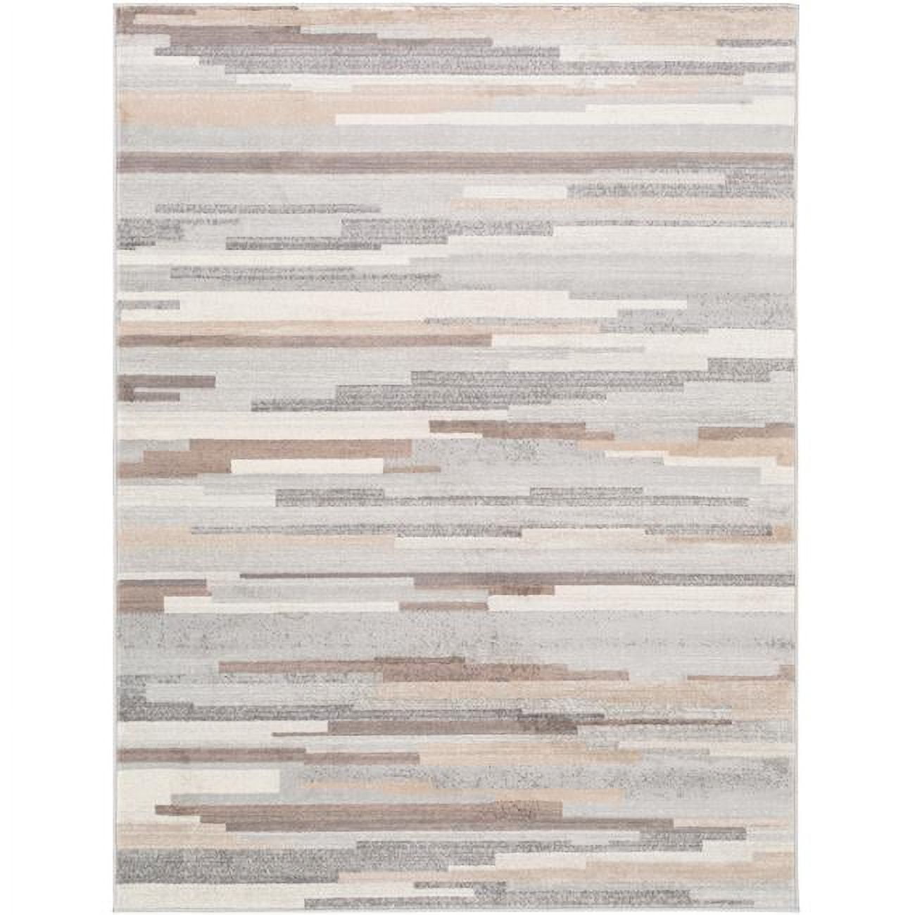 Roma ROM-2302 6'7" x 9' Rug in Medium Gray/Camel/Tan/Light Gray/White