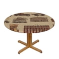thumbnail image 1 of Roma Retro Round Fitted Tablecloths Table Covers Wipeable Waterproof Elastic for Kitchen Dinning Parties Wedding Picnic Small Fits 40-44 Inch Table Size, 1 of 4