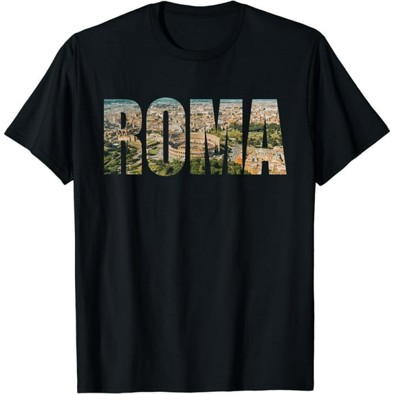 Roma Rome Italy Italia Urban Skyline Photography Font T-Shirt