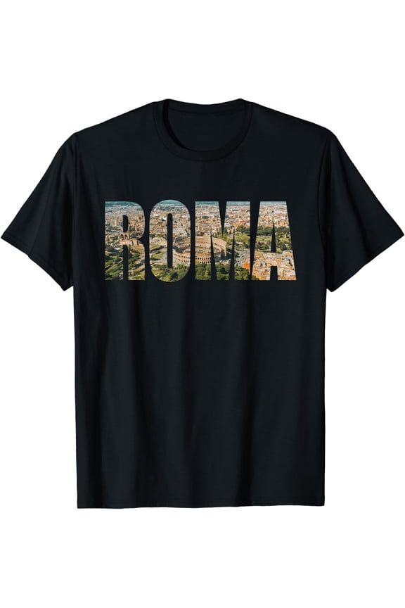 Roma Rome Italy Italia Urban Skyline Photography Font T-Shirt