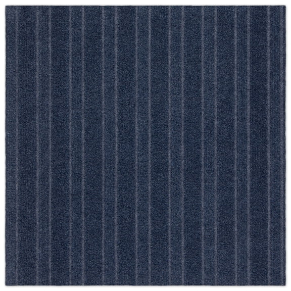 Roma Stripe Rib Blue Residential 24 in. x 24 in. Peel and Stick Carpet Tile Square 60 Sq. ft. 15 Tiles Per Box