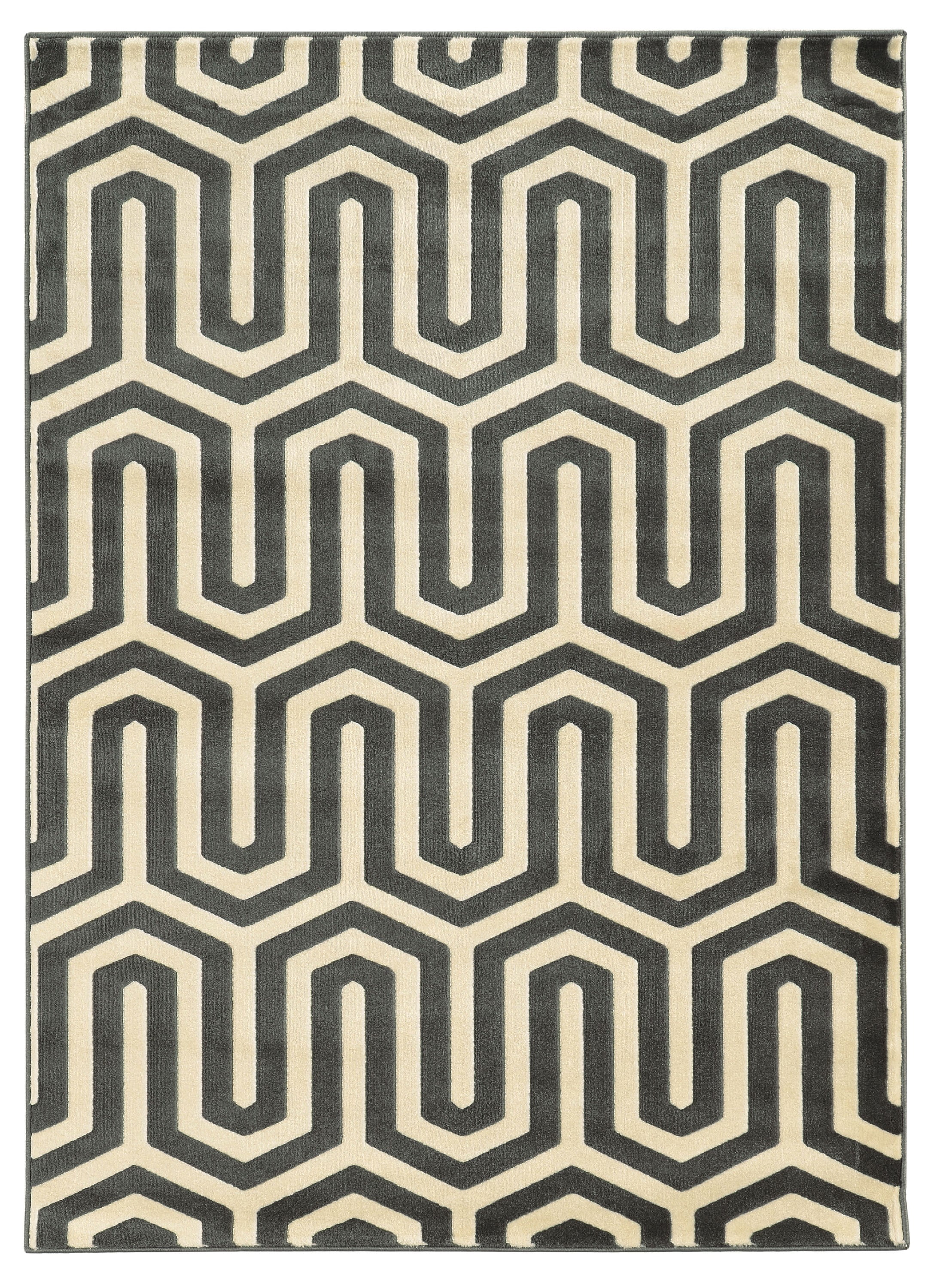 Modern Geometric Tufted Area Rug 5' x 7', Easy Care Gray