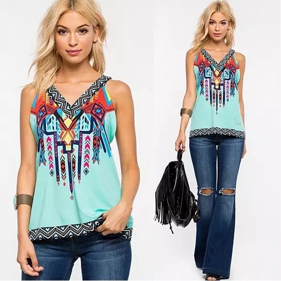 Roma Top In Tribal Print
