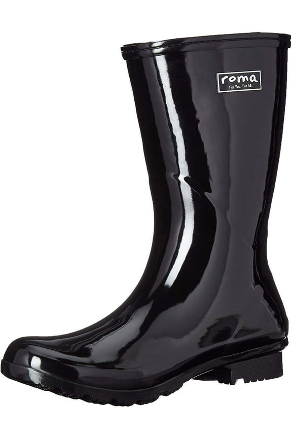 Women's Emma Black Mid High Ankle Vegan Rain Boots Waterproof, Black (Black, 7)