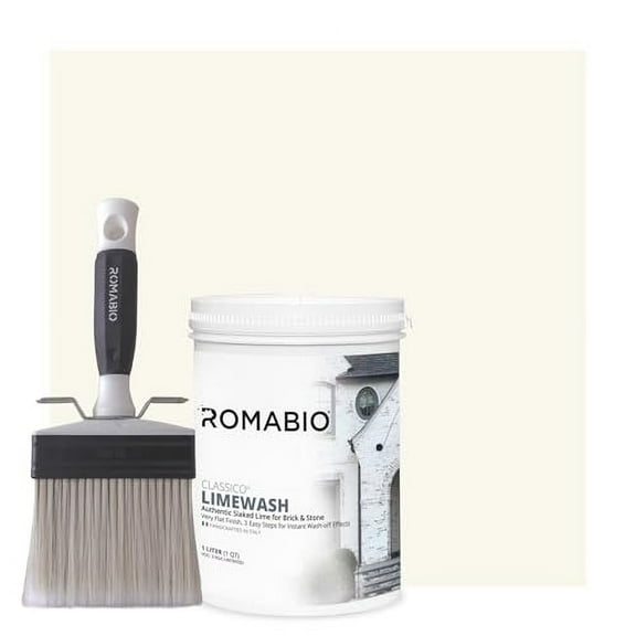 Romabio Fireplace Kit/includes Classico Limewash, Small Masonry Brush, Stir Stick, Bucket Opener, and Instructional Sheet. 1L