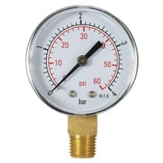 Romacci 50mm 0~60psi 0~4bar Pool Filter Water Pressure Dial Hydraulic Pressure Gauge Meter Manometer 1/4" NPT Thread