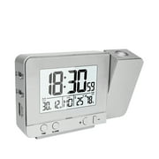 Romacci Projection Alarm Clock for Bedroom with Thermometer Hygrometer Digital Project Ceiling Clock Dimmable LED Display with USB 180°Rotable with Dual Alarms 12/24H Snooze
