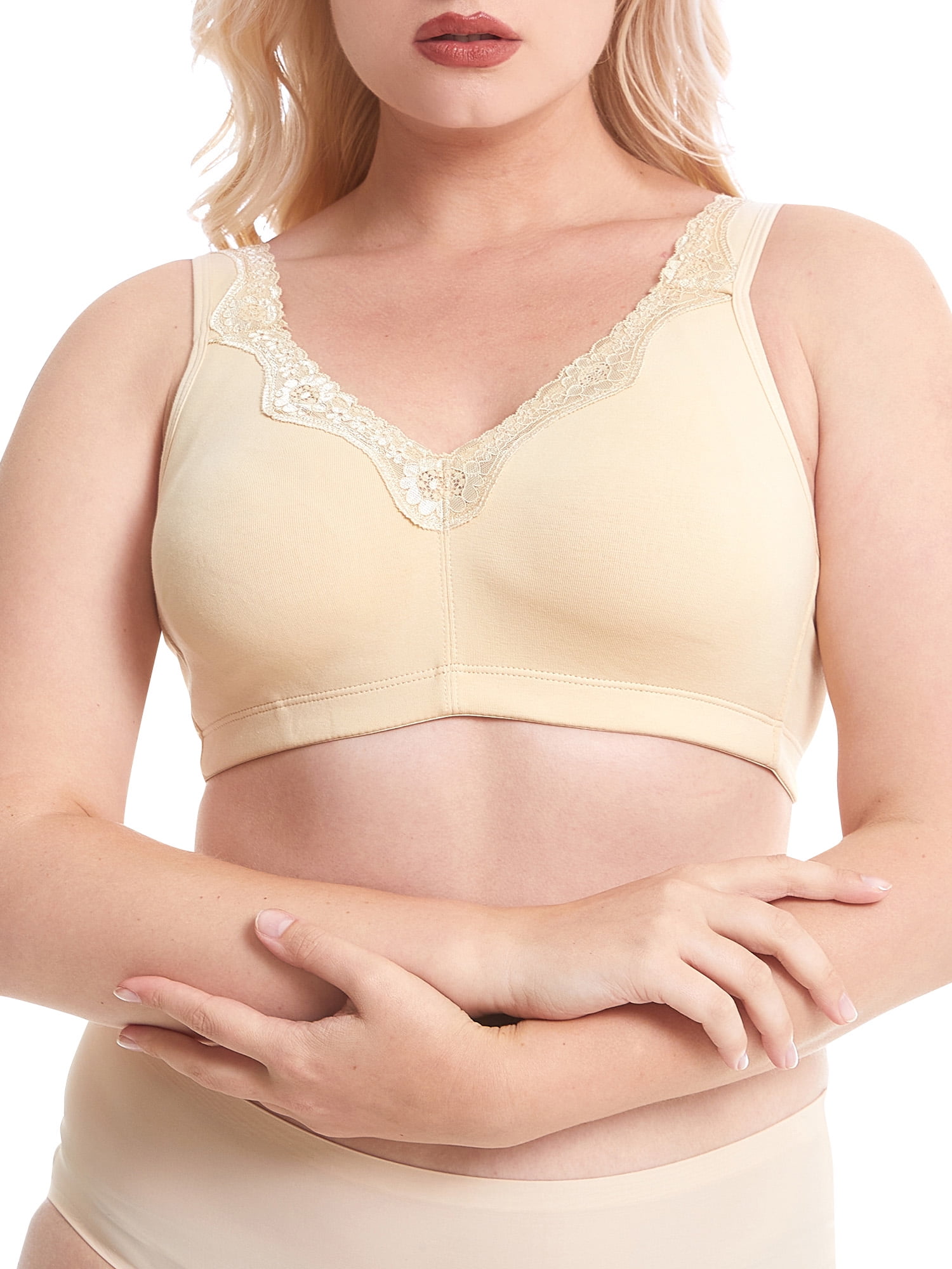 Romacci Womens Plus Bra Full Coverage Wirefree Comfort T-Shirt Bra 50D