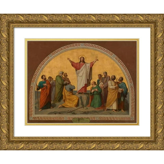 Romain Cazes 18x14 Gold Ornate Wood Frame and Double Matted Museum Art Print Titled - The Mission of the Apostles (1868)